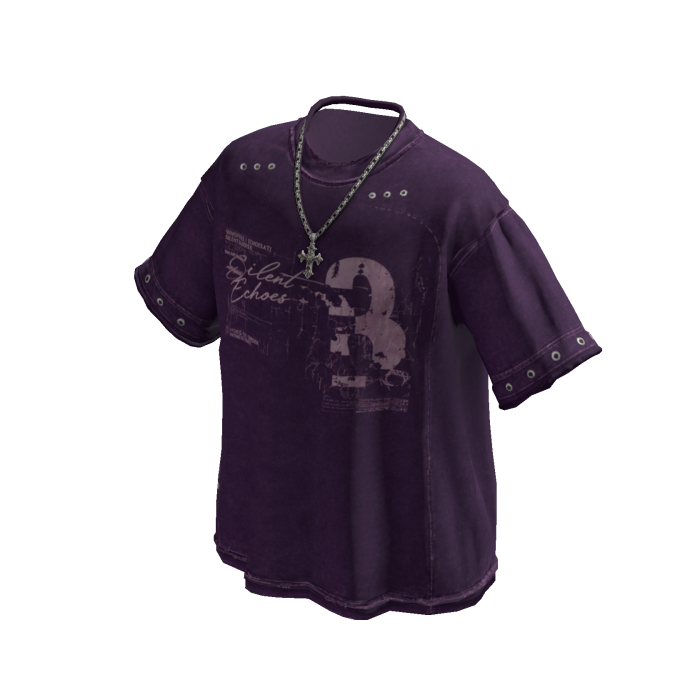 Y2K Streetwear Graphic Tee w/ Necklace (Purple)