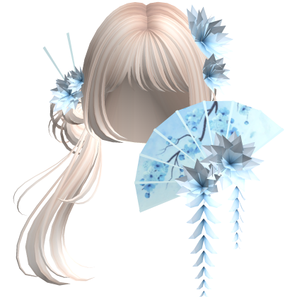Side Ponytail w/ Cherry Blossoms & Fan