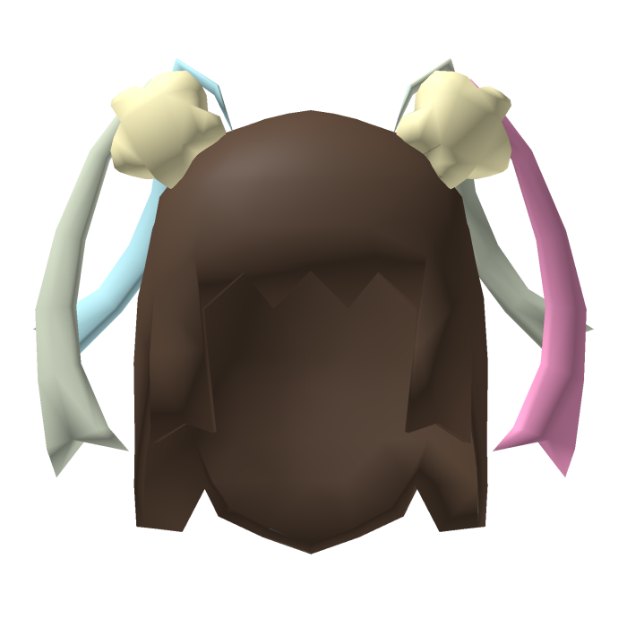 Low Poly Starry Ribbon Pigtails Brown