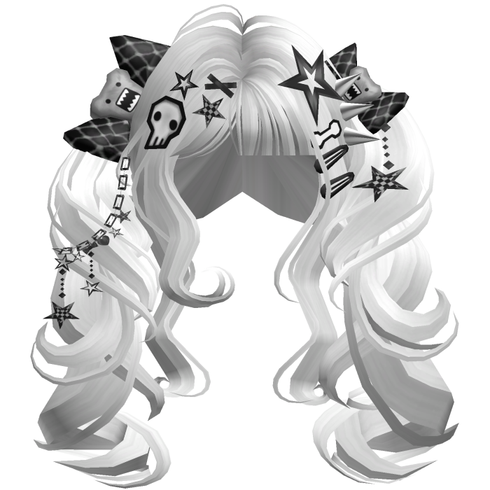 ♡ Scene Fluffy Gyaru Pigtails (White)