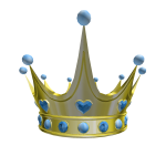 Golden Crown Blue Diamond Heart