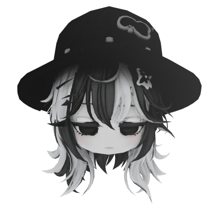 black&white emo girl w/ beret hat & face Roblox item