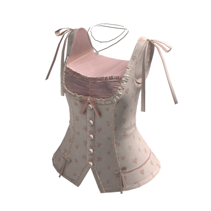 Coquette Star Corset Top w/ Ribbons (Pink)