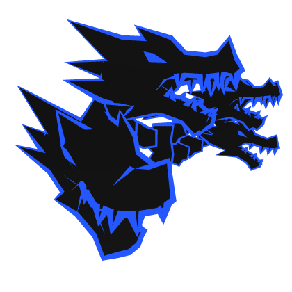Cartoony Blue Dragon Heads