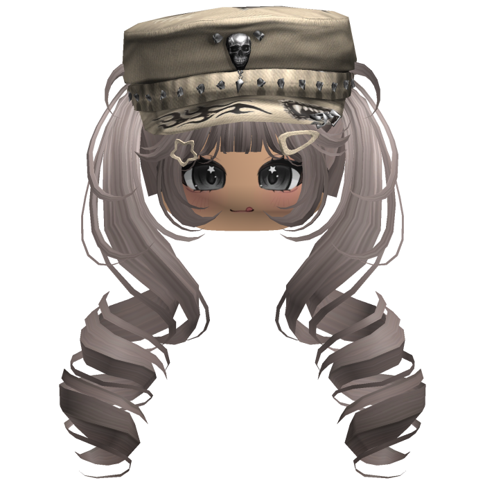 Ash Skull Y2K Cap Twirly Hair