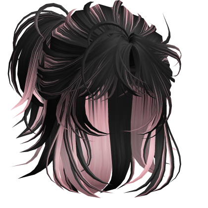 Anime Androg Wolfcut Ponytail Black&Pink