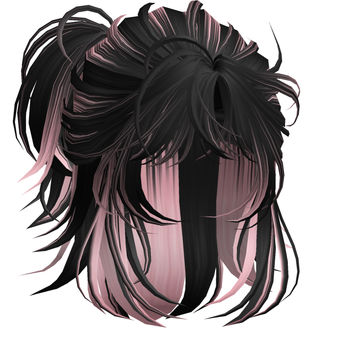 Anime Androg Wolfcut Ponytail Black&Pink