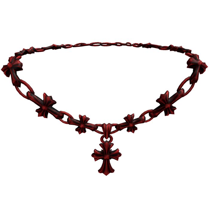 Crimson Chrome Hearts Gothic Cross Necklace