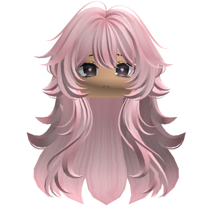 Super Fluffy Wavy Anime Hair w/ Face (Pink) Roblox item