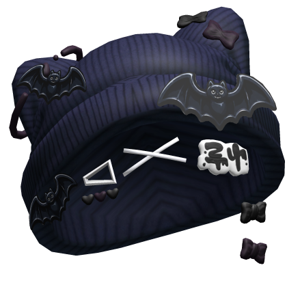 Spooky Bats Halloween Beanie w/ Hairclips