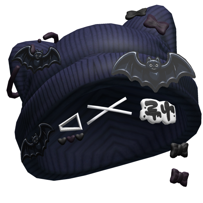 Spooky Bats Halloween Beanie w/ Hairclips