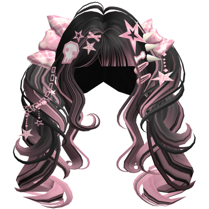 ♡ Scene Fluffy Gyaru Pigtails (Black & Pink)