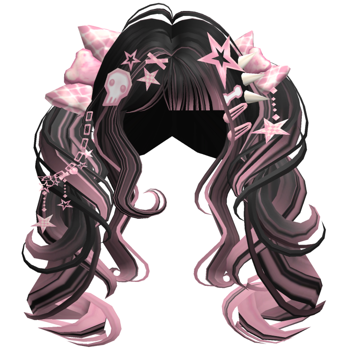 ♡ Scene Fluffy Gyaru Pigtails (Black & Pink)