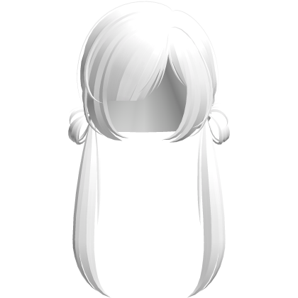 cute low buns with long pigtails in white