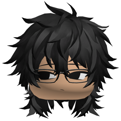 Black Emo Messy Spiky Anime Boy Hair w/ Glasses