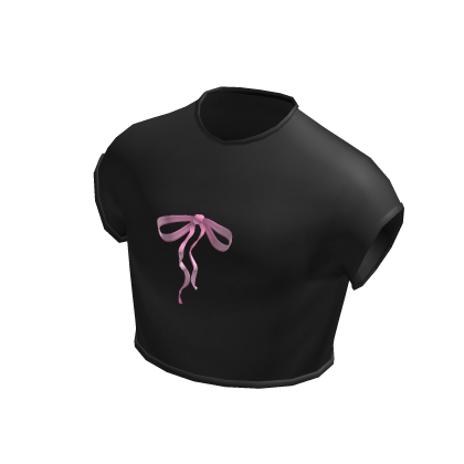 Cutesy Pink Ribbon Bow Black Baby Tee thumbnail