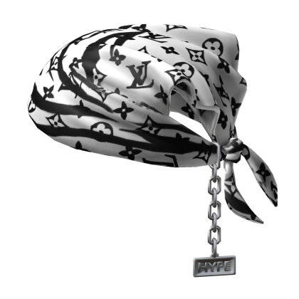 Tied Zebra LV Bandana Hat with Chain 