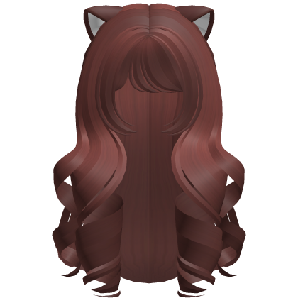 red + white kawaii sweet long kitty curls hair Roblox item