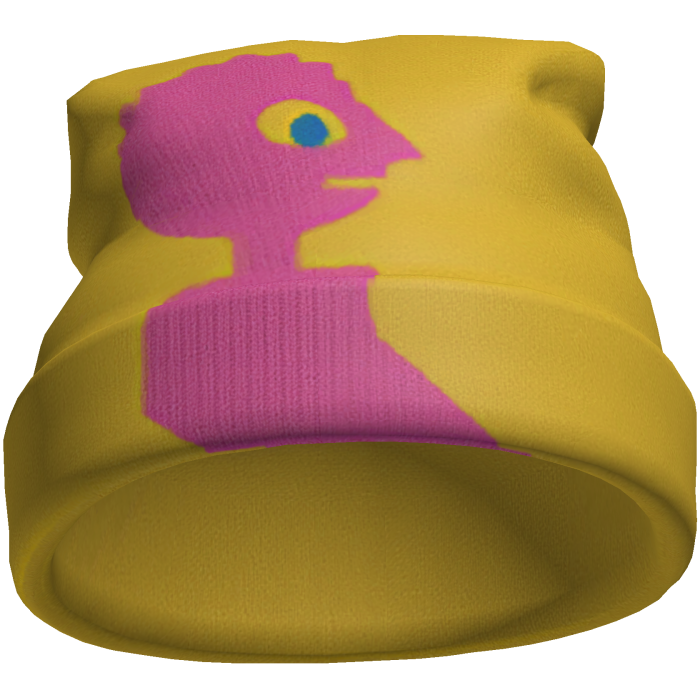 Pink Critter Yellow Vintage Beanie