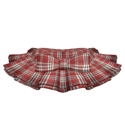 [Blush Fashion] Red Plaid Frill Skirt w/ Ribbon