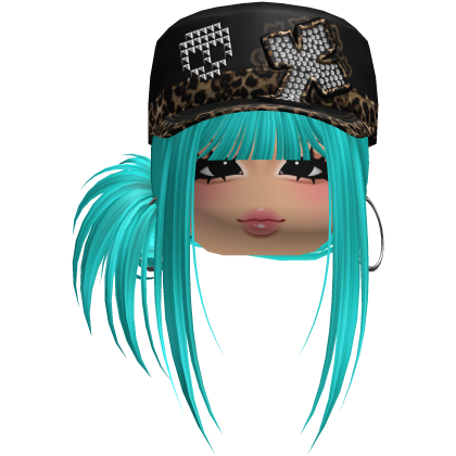 Gyaru Side Bun Hair w/ Cheetah Cap & Earrings