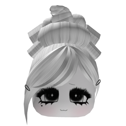 White Y2K Messy Bun Hair w/ Cute Face Roblox item
