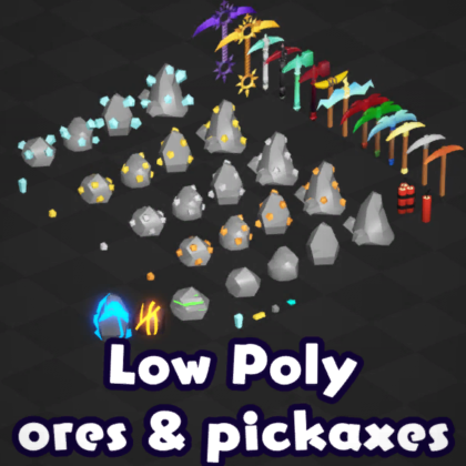 Low Poly Ore and Pickaxe Mining Pack