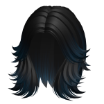 Black to Blue Fluffy Layered Wolfcut