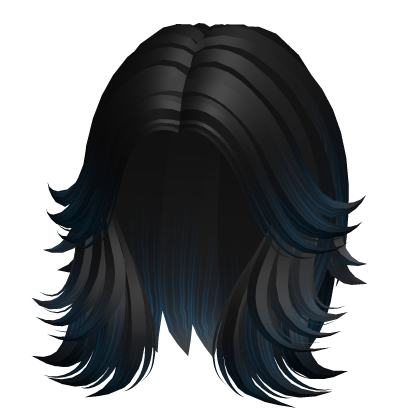 Black to Blue Fluffy Layered Wolfcut thumbnail