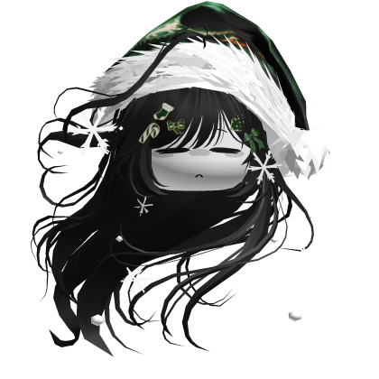 Windy Anime Hair w/Santa Hat (Black)