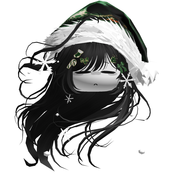 Windy Anime Hair w/Santa Hat (Black)