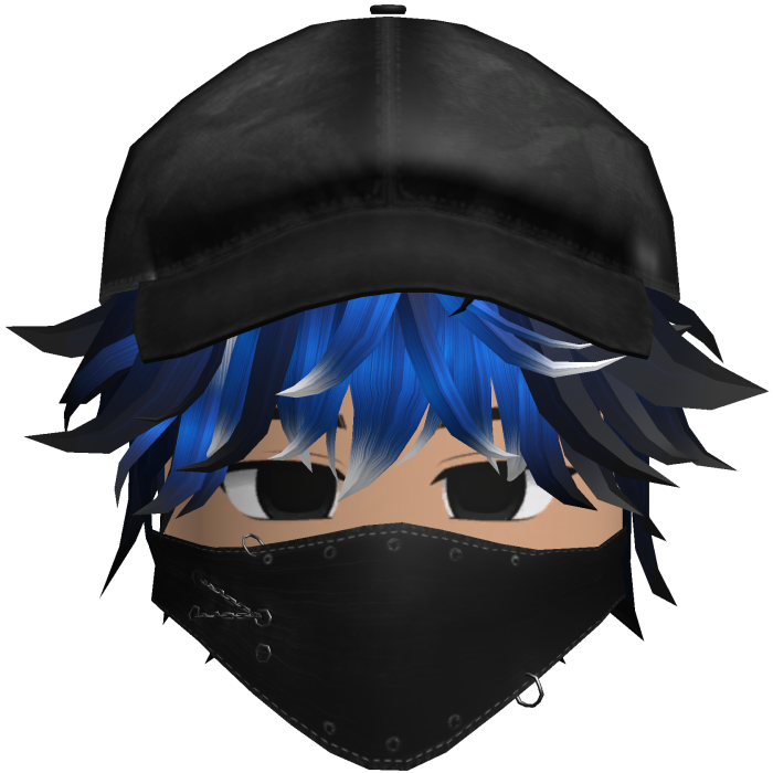 Beautiful boy, emo mask & cap, Y2K skater (blue)