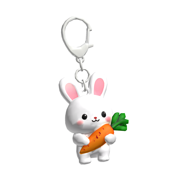 White Bunny Carrot Keychain