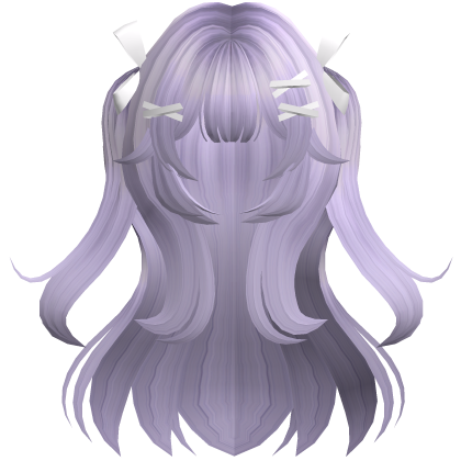 Purple Cute Wavy Pigtails w/ Ribbon Clips