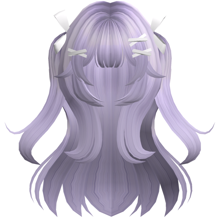 Purple Cute Wavy Pigtails w/ Ribbon Clips