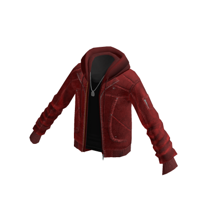 Fuzzy Zip-Up Hoodie (Red)