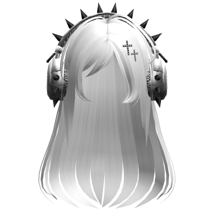 Punk Straight Hair W/ Headphones White