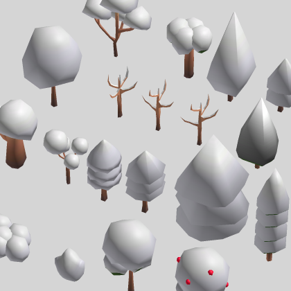 Low Poly Textured Snow Forest Pack
