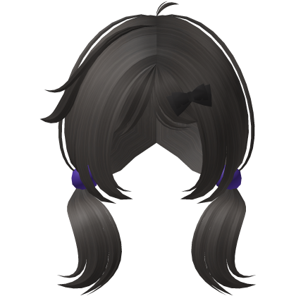 Ash Brown Cute Girl Low Pigtails with Bow & Beads Roblox item