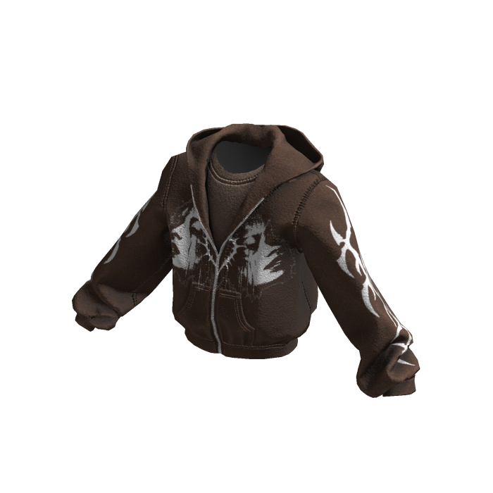 Brown Grunge Zip Up Baggy Design Jacket