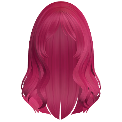 Preppy Wavy Hair w/ Curtain Bangs (Hot Pink)