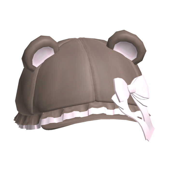 Cutie Doll Ruffled Bear Hat w Bow in Choco n Pink