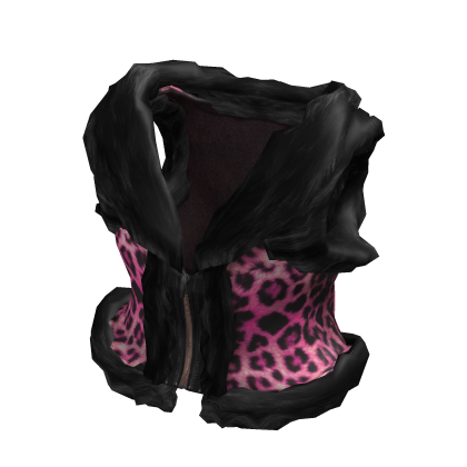 Pink Cheetah Cropped Vintage Fur Coat Fashion