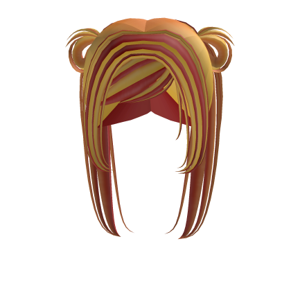 orange red and yellow fire pigtail hair buns!!