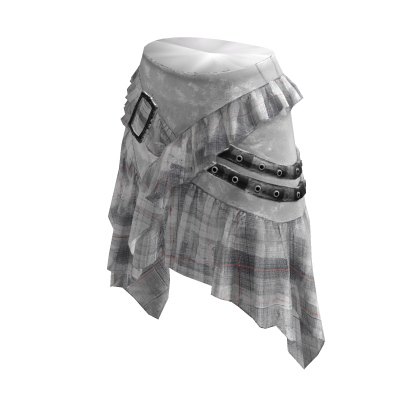 🪽White plaid ruffle skirt -WS