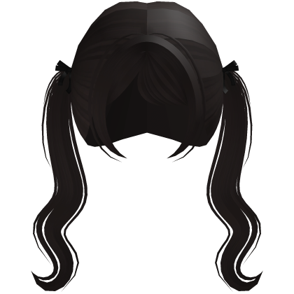 𑣲 cute long flowy pigtails with bows (brown)