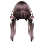 Pink and Black Hair Pigtails with Bows Y2K