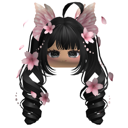 Mystical Sakura Petal Pigtails (Black)