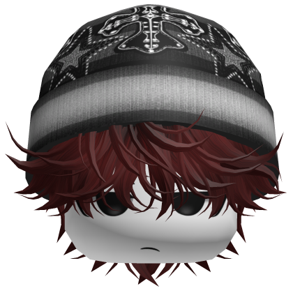 Messy Spikey Hair W/ Skater Beanie Dark Red V2 Roblox item