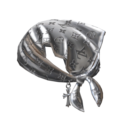 Tied LV Bandana Hat with Cross Chain